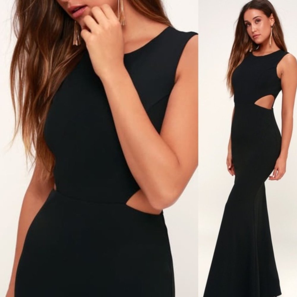 LULUS Utterly Smitten Black Cutout Maxi Dress